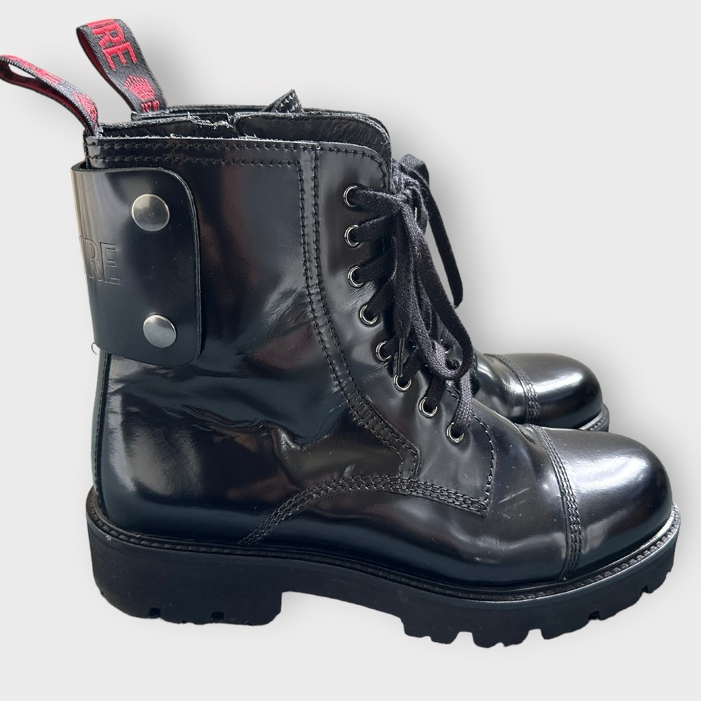 Zadig + Voltaire Morrison Glossy Black Combat Boots, size 38